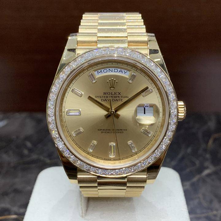 Buy Rolex Day-Date 40 Yellow Gold Baguette Dial + Baguette Bezel With  Bitcoin | Pay With Crypto Emporium