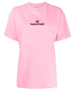 Balenciaga Embroidered Logo Pink T-Shirt for sale with Crypto Emporium