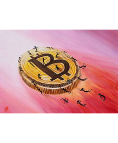 Triumph and the tragedy Bitcoin - 2 Painting by Dmytro Yeromenko for sale with Crypto Emporium