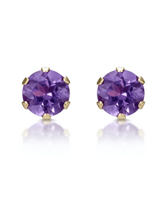 Amethyst 4mm 9K Yellow Gold Stud Earrings for sale with Crypto Emporium