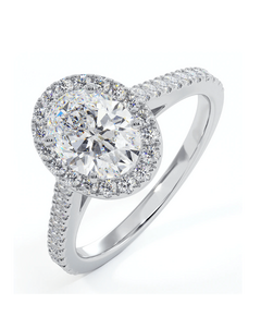 Georgina GIA Oval Diamond Halo Engagement Ring Platinum 1.55ct G/VS1 for sale with Crypto Emporium