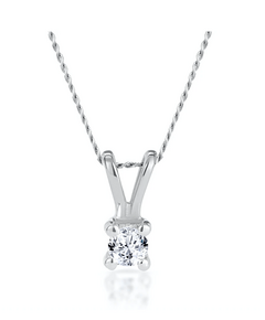Diamond Solitaire Necklace 0.10CT Diamond 9K White Gold for sale with Crypto Emporium