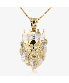 9ct Gold And Silver Bonded Lion With Crown Necklace for sale with Crypto Emporium