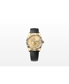 Rolex Sky-Dweller Yellow Gold Champagne Dial Oysterflex for sale with Crypto Emporium
