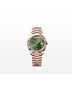 Rolex Day-Date 40 Rose Olive Green Roman for sale with Crypto Emporium