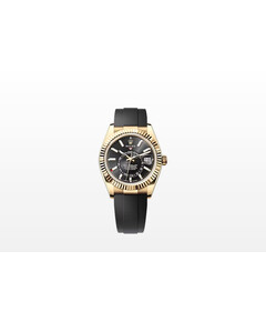 Rolex Sky-Dweller Yellow Gold Black Dial Oysterflex for sale with Crypto Emporium