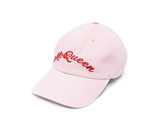 Alexander McQueen Embroidered Logo Pink Cap for sale with Crypto Emporium