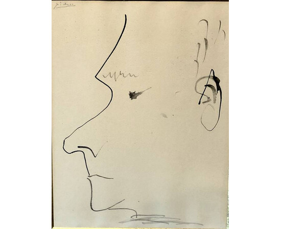 Pablo Picasso Profil d'homme; Deux hommes de profil (verso), 1900 for sale with Crypto Emporium