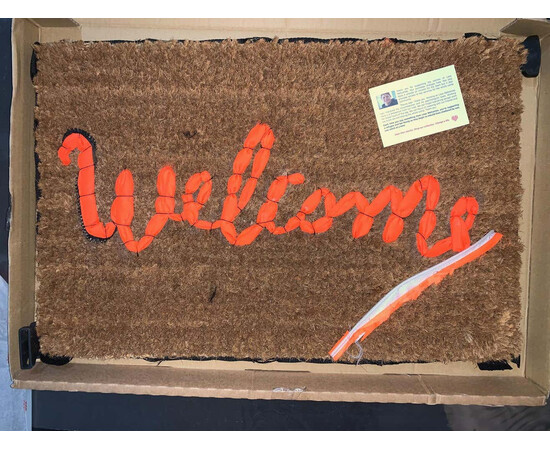 Banksy Welcome Mat from Gross Domestic Product for sale with Crypto Emporium