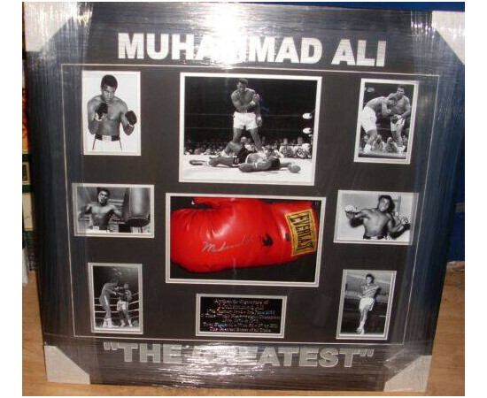 Muhammad Ali Signed Framed Boxing Glove AFTAL for sale with Crypto Emporium