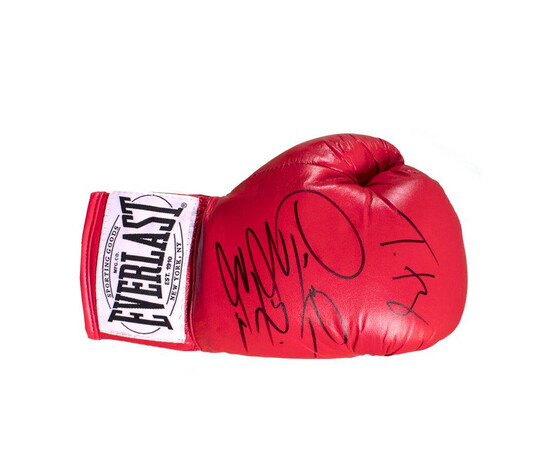 Tyson Fury & Deontay Wilder Dual Signed Boxing Glove for sale with Crypto Emporium