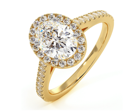 Georgina GIA Oval Diamond Halo Engagement Ring 18K Gold 1.55ct G/VS1 for sale with Crypto Emporium