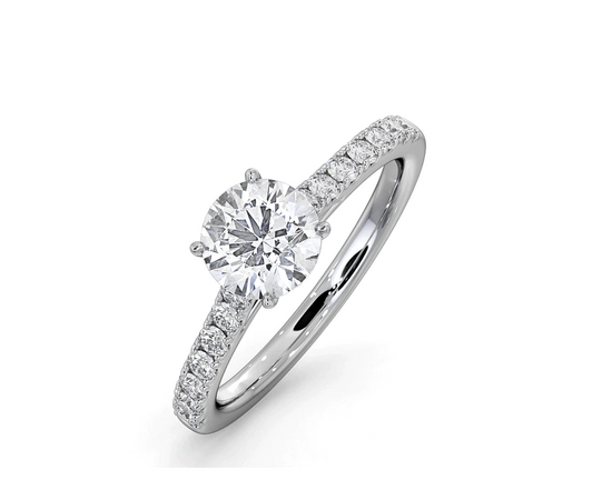 Natalia GIA Diamond Engagement Side Stone Ring Platinum 1.40CT G/VS1 for sale with Crypto Emporium