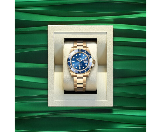 Rolex Submariner Date Yellow Gold Blue Dial 41mm for sale with Crypto Emporium