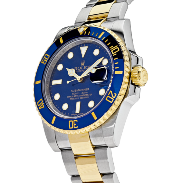 Rolex Submariner Date Bluesy Blue Dial and Yellow Gold dial, crown