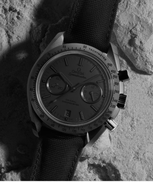 Omega Speedmaster crown, strap, dial