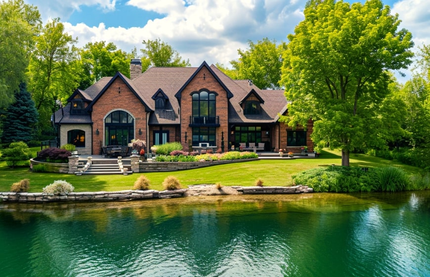 big house, lakefront